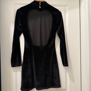 Vicolo Velvet Velour Black Mini Dress Embellished Size S